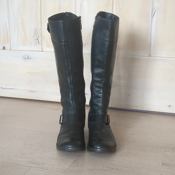 Paul Green Black Leather Knee High Boots 7.5 - Picture 5 of 10